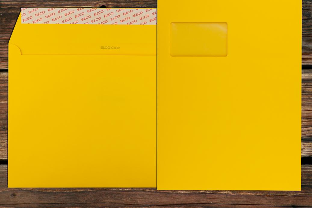 Briefhüllen mit Fenster C4 229x324 mm Haftklebend Goldgelb 120 g/qm